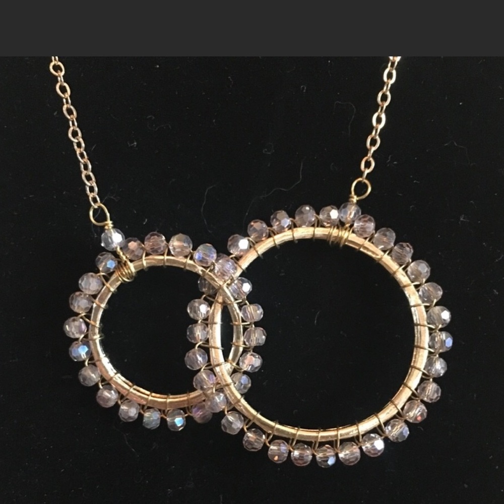 Beautiful Smokey Crystal Gold Necklace Pancea 17” - Picture 2 of 6